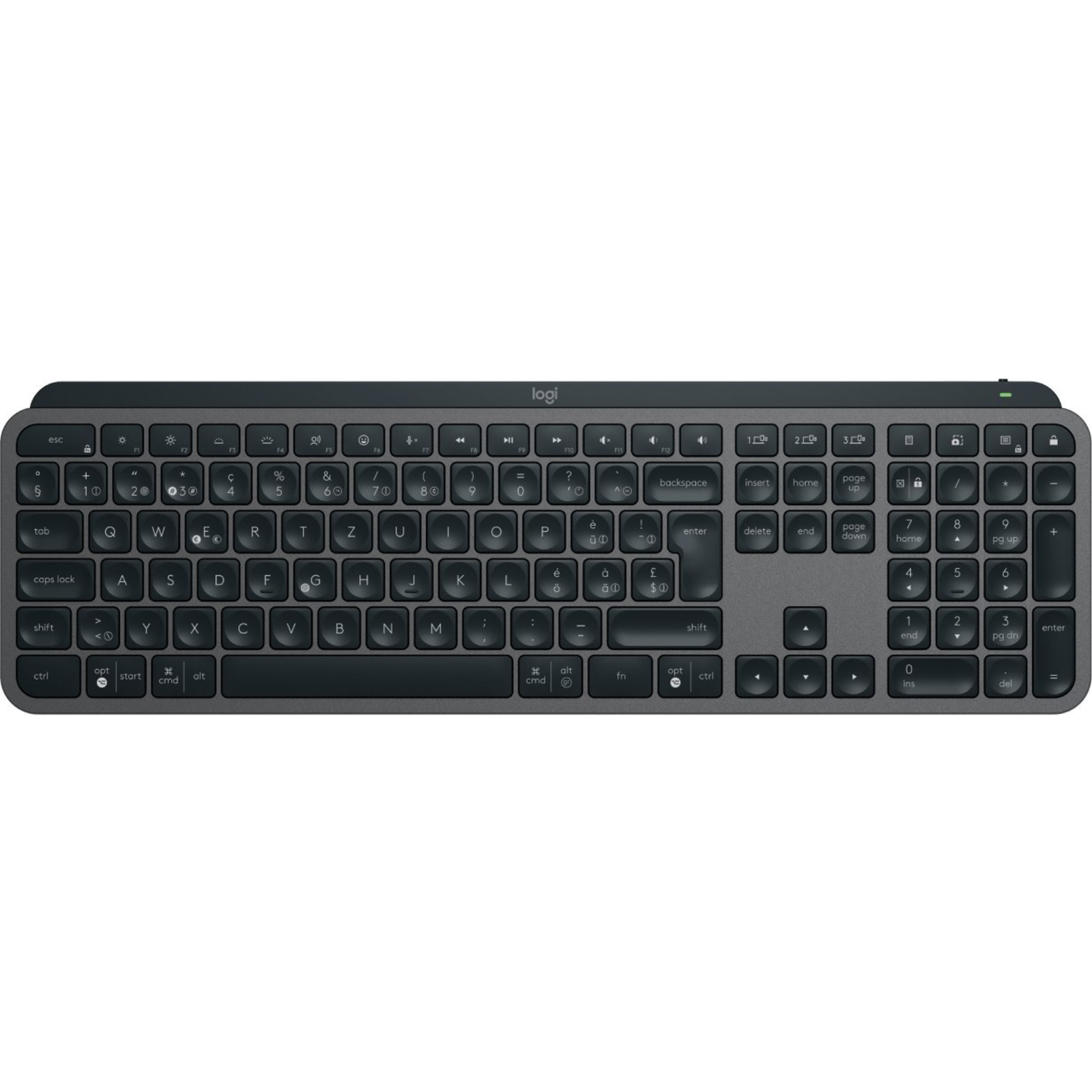 Logitech MX Keys S Full Size (100) RF Wireless + Bluetooth Scissor-switch QWERTZ LED Graphite