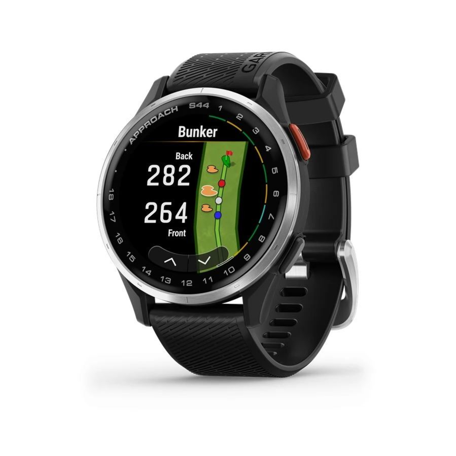 GARMIN Approach S44 GPS Golf Watch Silver-Black AMOLED Display