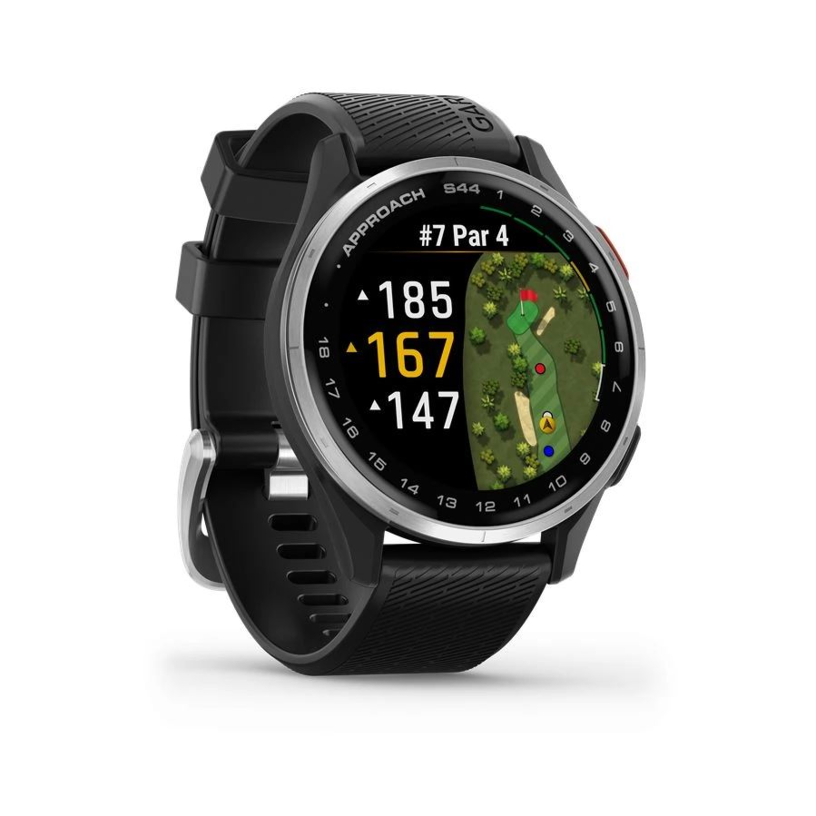 GARMIN Approach S44 GPS Golf Watch Silver-Black AMOLED Display