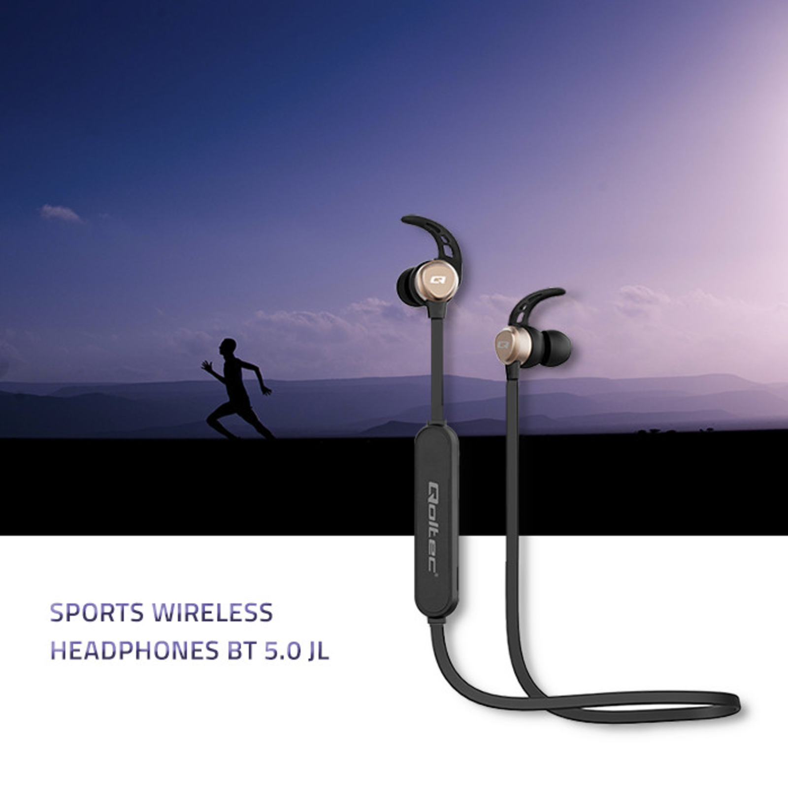 Qoltec BT 5.0 JL Sports Wireless Headphones Magnetic Microphone Black