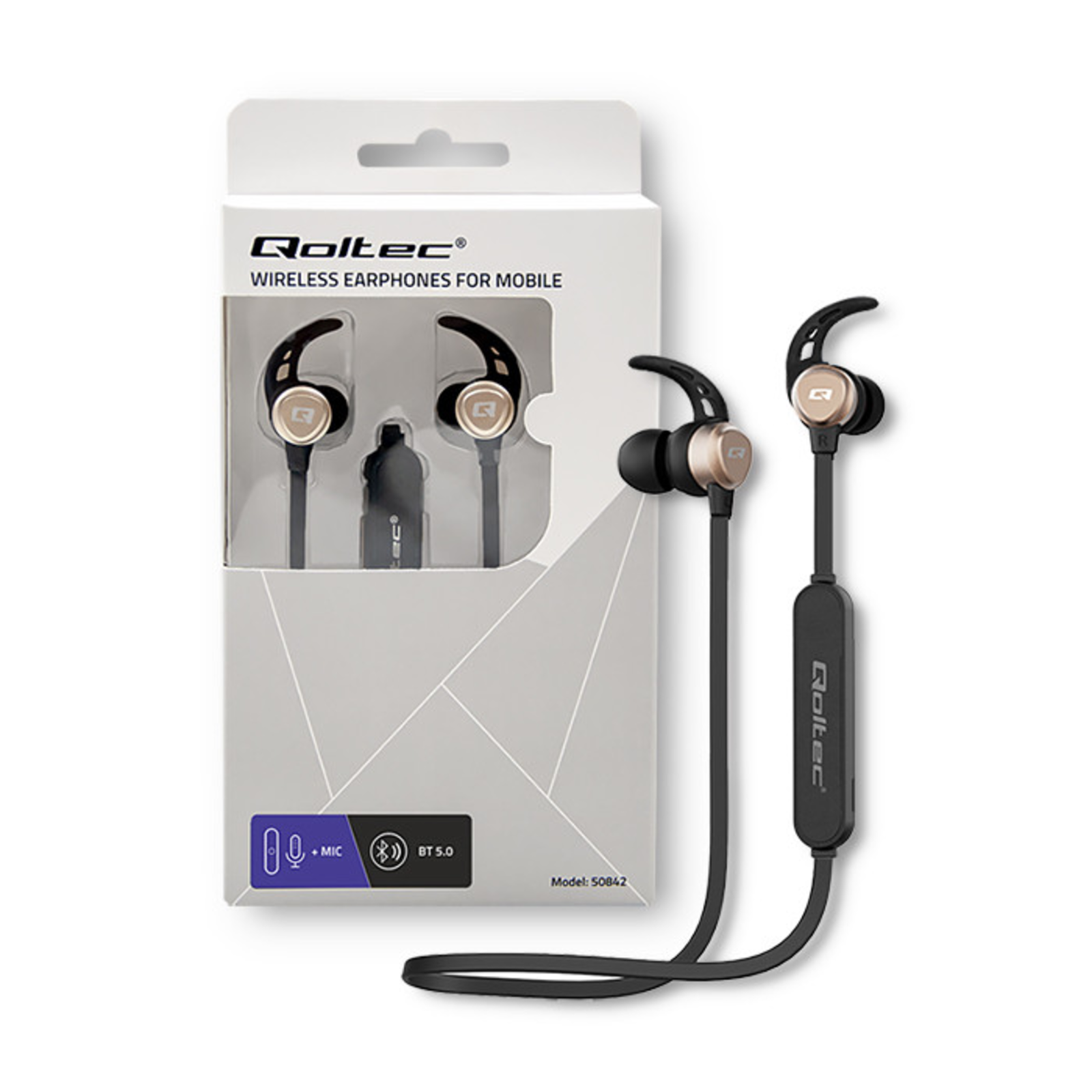 Qoltec BT 5.0 JL Sports Wireless Headphones Magnetic Microphone Black