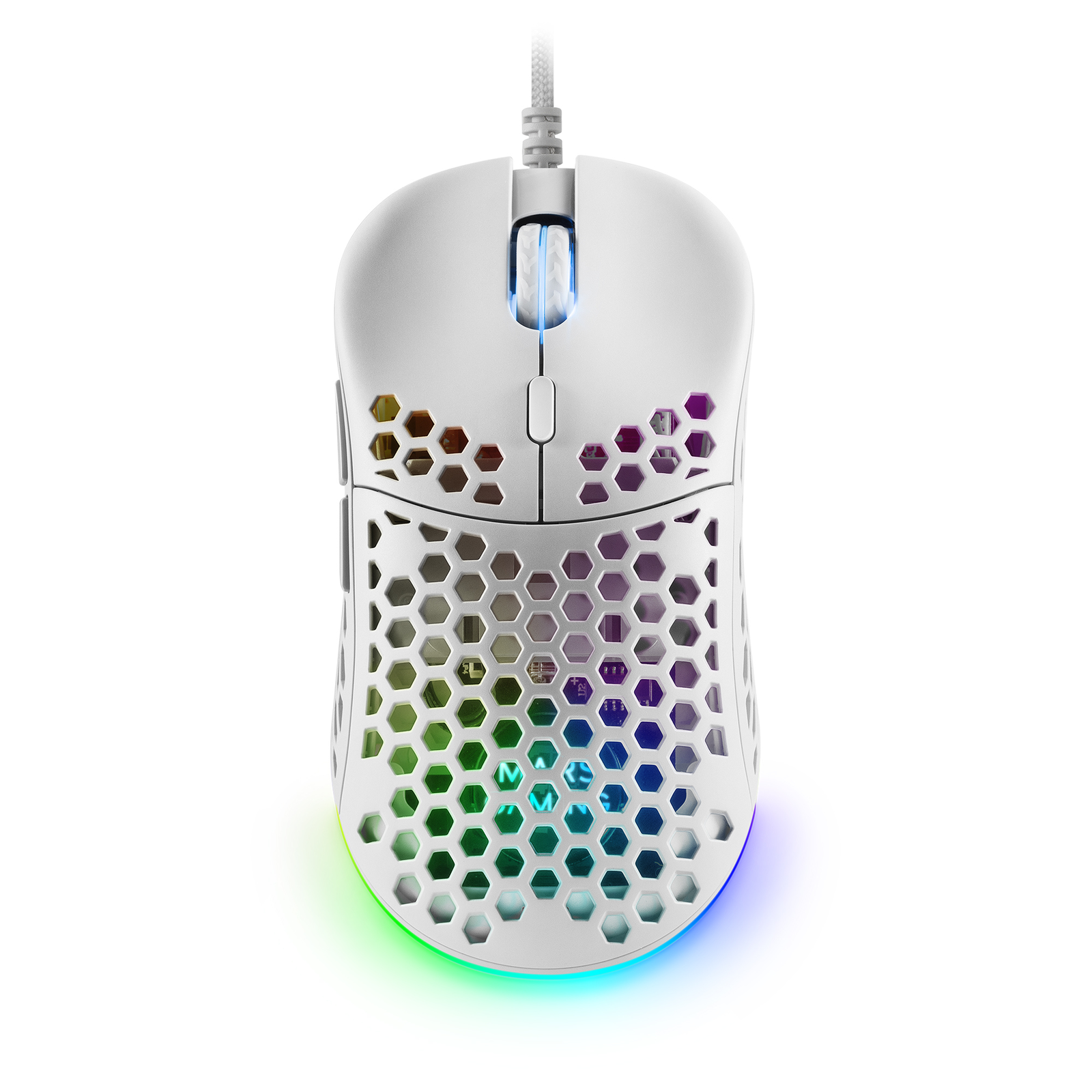 Mars Gaming MM55W White RGB Chroma Gaming Mouse Ultra-lightweight 55g 12800 DPI HUANO Mechanical Switches