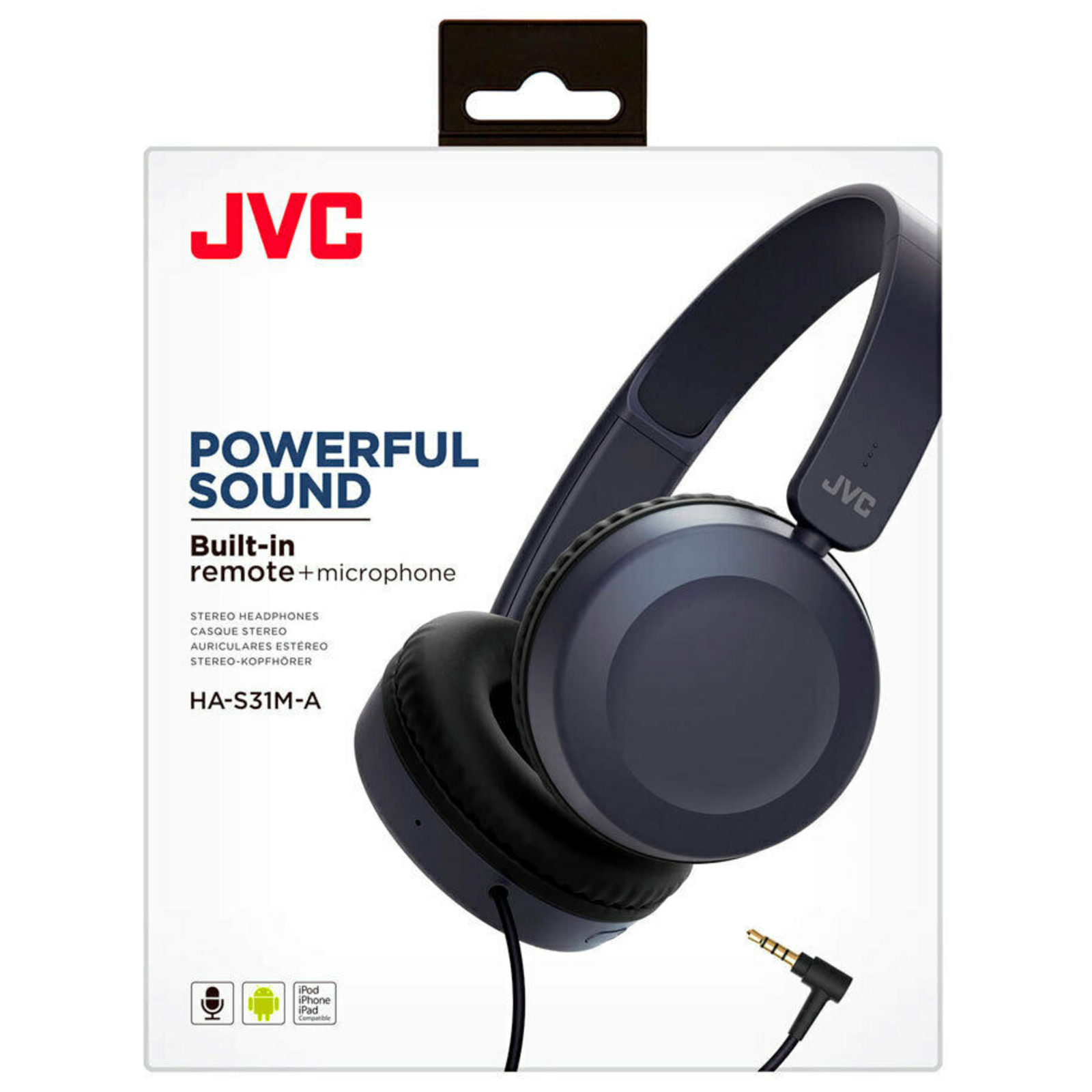 JVC HA S31M Wired Headphones Black Blue