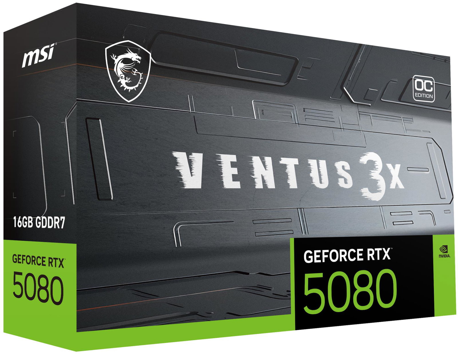 Graphics Card MSI NVIDIA GeForce RTX 5080 16 GB GDDR7 256 bit PCIE 5.0 16x Dual Slot Fansink 1xHDMI 3xDisplayPort RTX508016GVENTUS3XOC