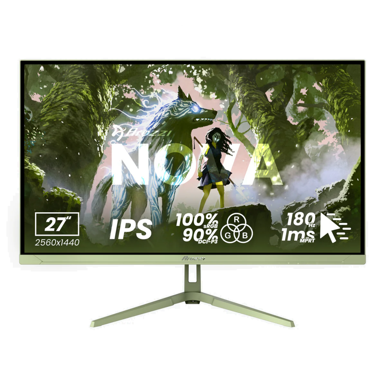 Arozzi Nova 27 Inch IPS, 260Hz, Monitor - Forest Green