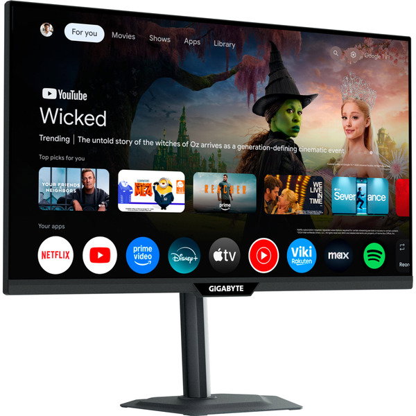 GIGABYTE M27QS, Gaming-Monitor - 68.6 cm (27 inches), black, QHD, SS-IPS, HDMI, DP, Google TV, 180Hz Panel