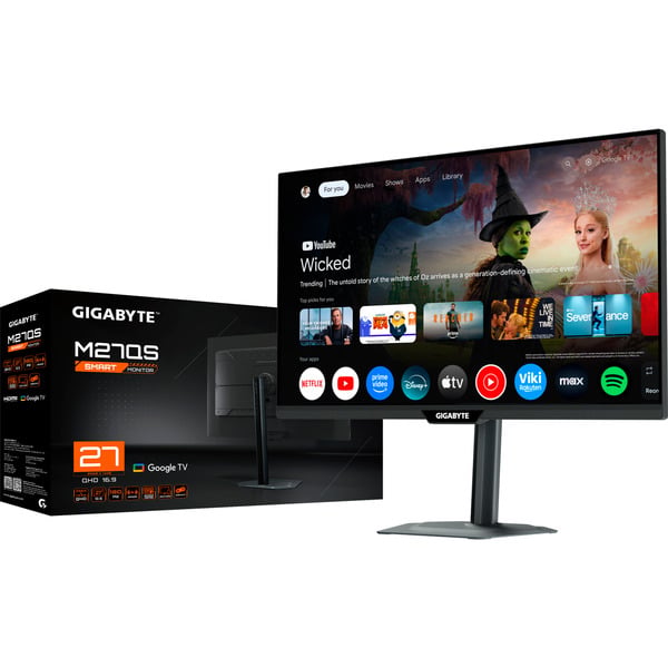 GIGABYTE M27QS, Gaming-Monitor - 68.6 cm (27 inches), black, QHD, SS-IPS, HDMI, DP, Google TV, 180Hz Panel