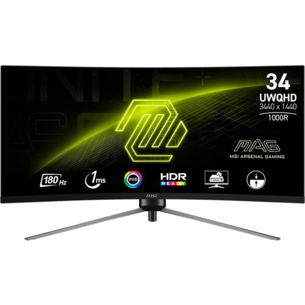 MSI MAG 345CQRDE, Gaming-Monitor - 86 cm (34 inches), black, UWQHD, VA, Curved, AI-Vision, 180Hz Panel
