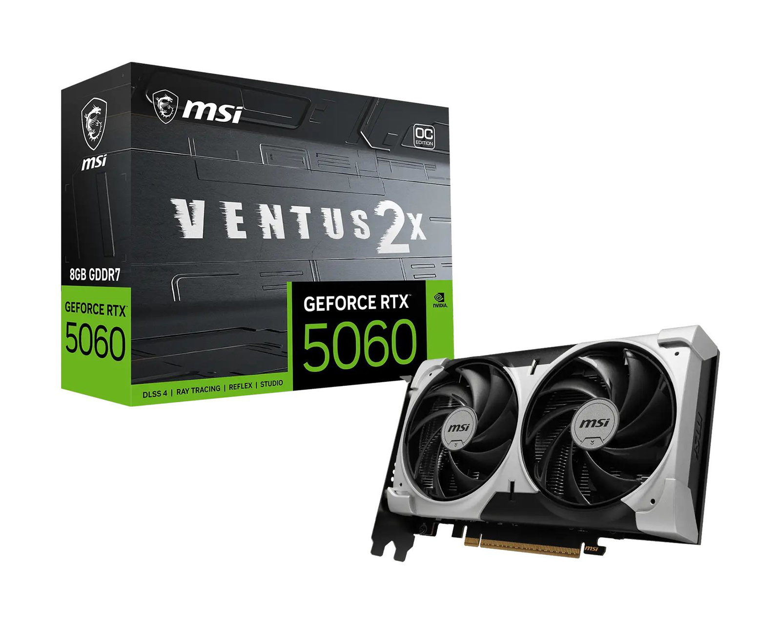Graphics Card MSI NVIDIA GeForce RTX 5060 2535 MHz 8 GB GDDR7 128 bit PCI Express x16 5.0 Active RTX50608GVENTUS2XOCV1