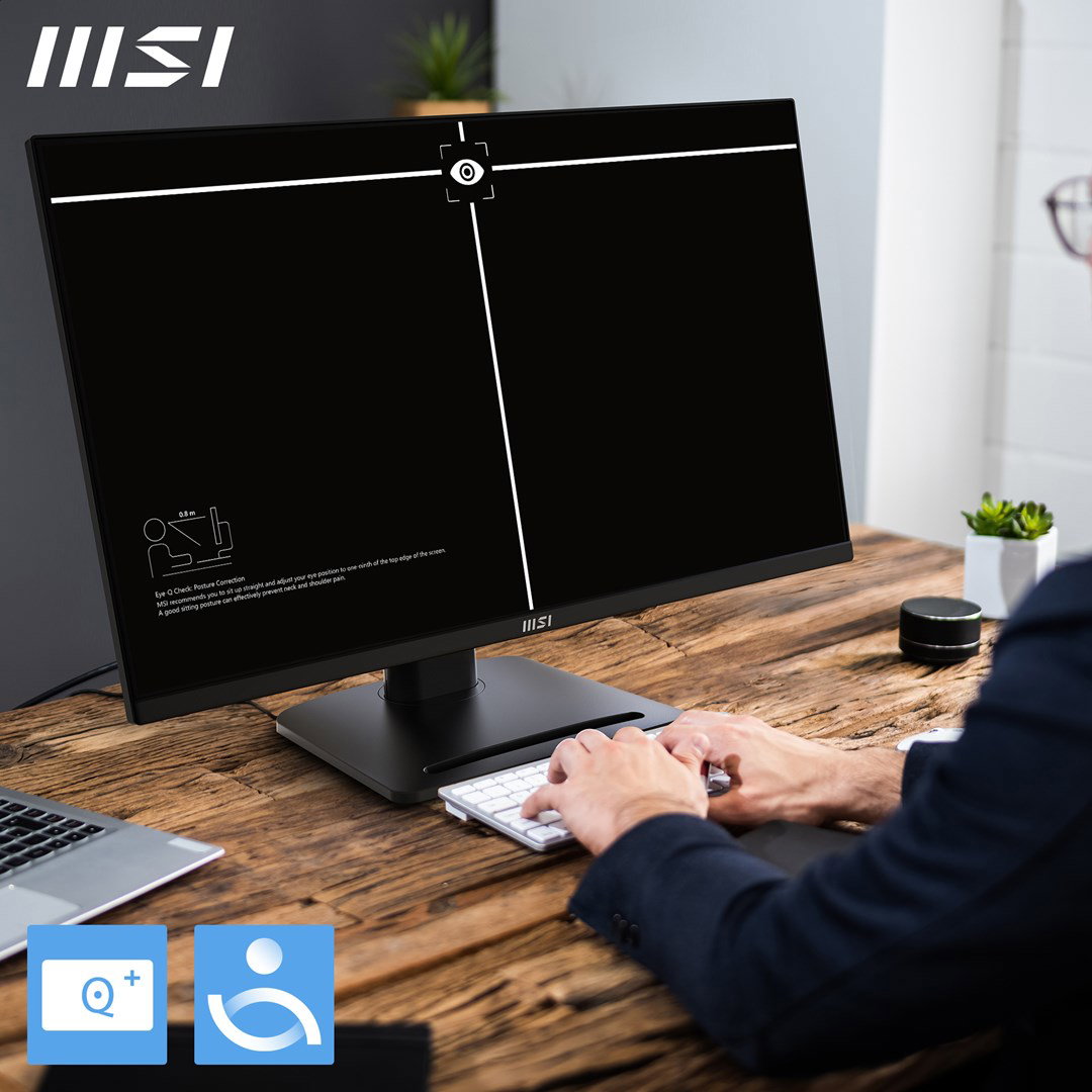 MSI Pro MP275QPG 27 Inch Monitor, QHD (2560 x 1440), 100Hz, IPS, 1ms, 2x HDMI 2.0b, 1x DP 1.2a output, Built-in Speakers, Anti-Glare, Anti-Flicker, Less Blue light, TÜV Certified, VESA, Kensington, 4-way adjustable stand, Black
