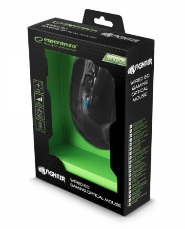 Esperanza EGM205B mouse Right-hand USB Type-A Optical 2400 DPI