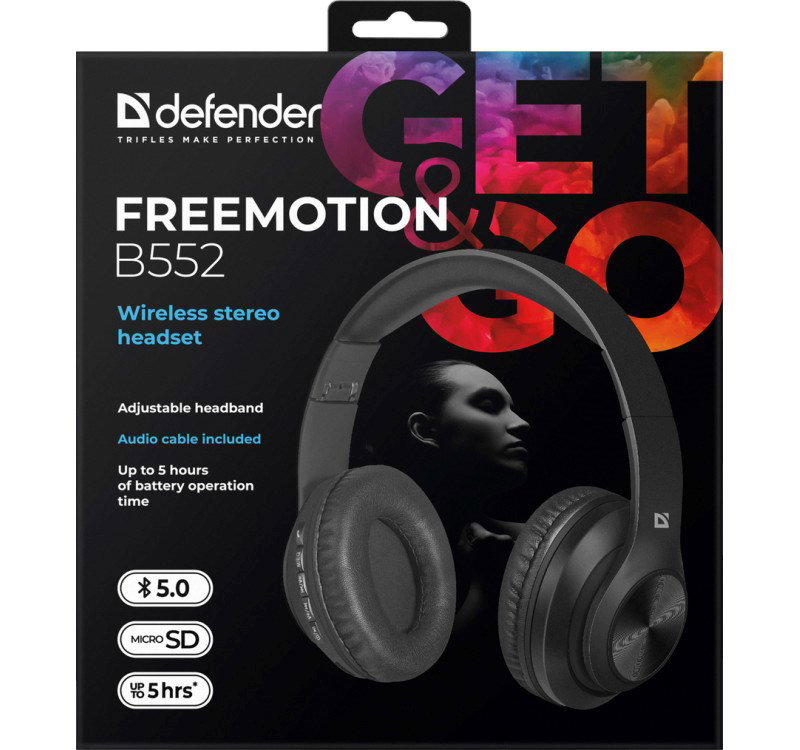 Bluetooth in-ear headphones with microphone DEFENDER FREEMOTION B552 black