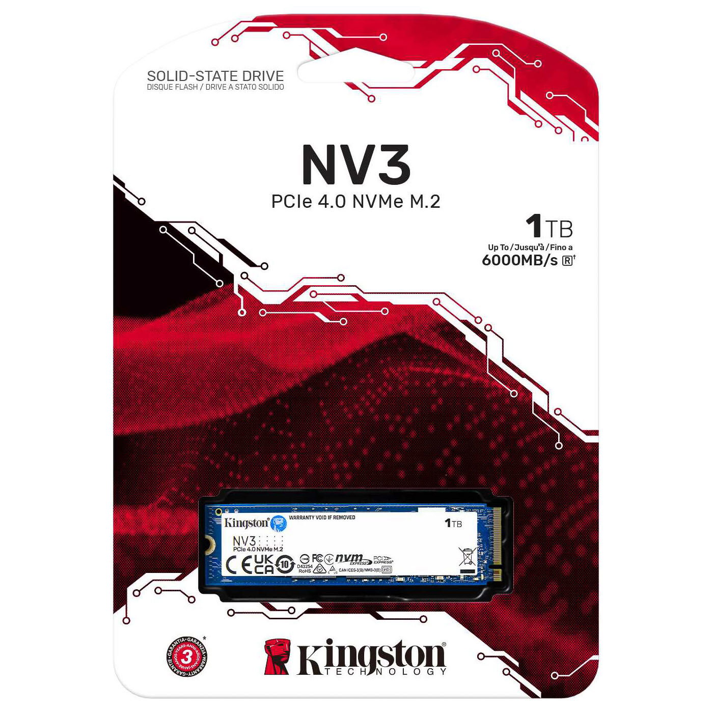 Kingston NV3 NVMe, PCIe 4.0 M.2 Type 2280 - 1 TB