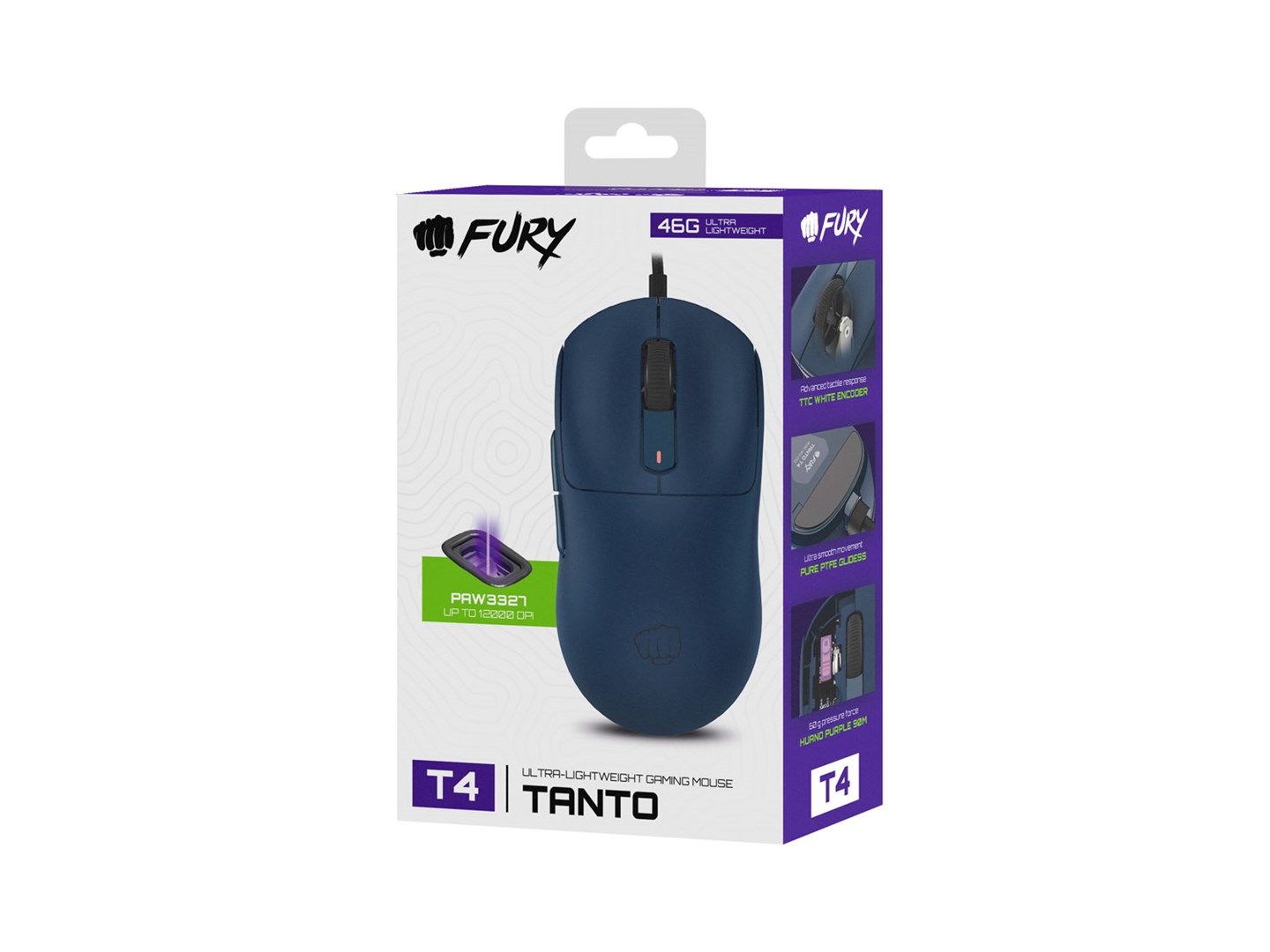 FURY Tanto T4 gaming mouse 12000 dpi wired navy blue