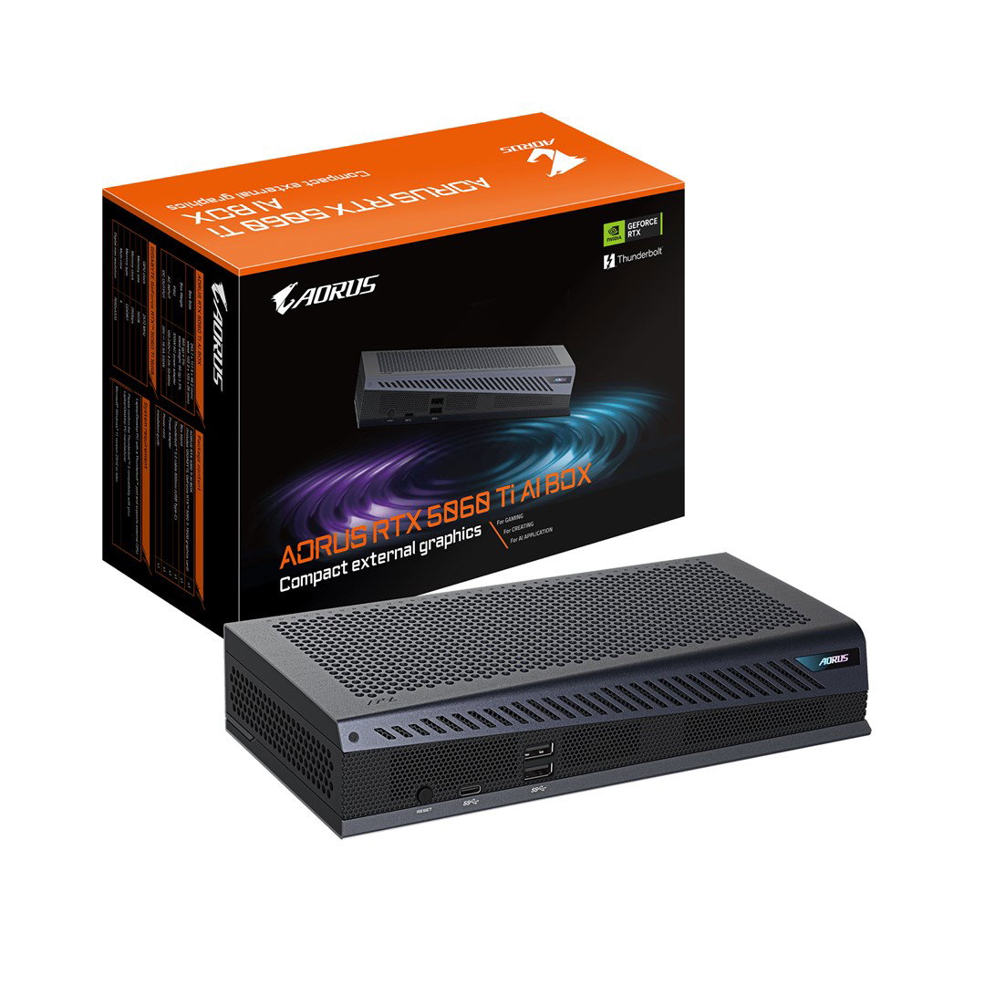 GIGABYTE AORUS RTX 5060 Ti AI BOX Graphics Card - 16GB GDDR7, 128bit, PCI-E 5.0, 2572MHz Core Clock, 3 x DP 2.1, 1 x HDMI 2.1, GV-N506TIXEB-16GD