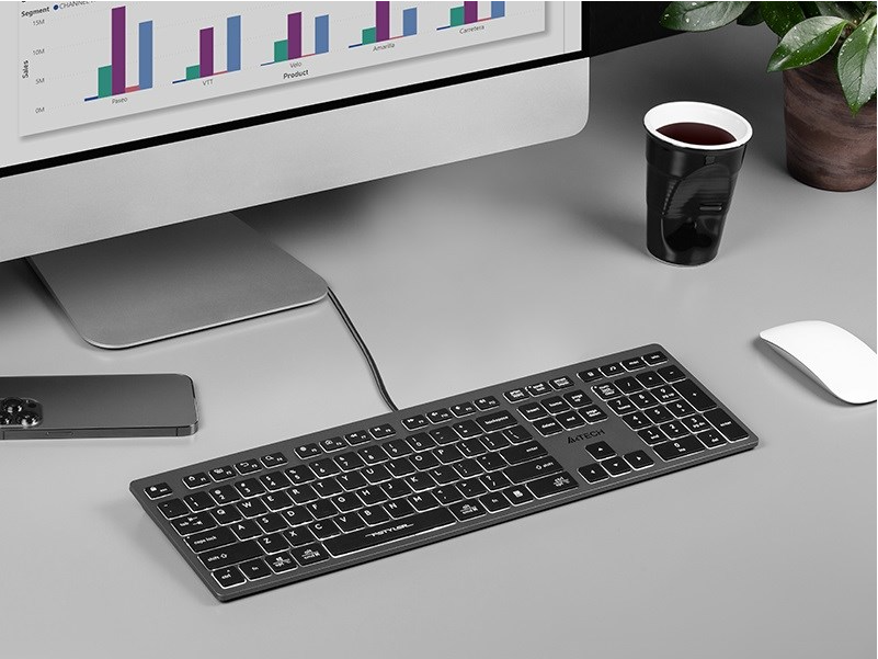 A4Tech 47125 FSTYLER FX60H, GreyBlack With White Backlit