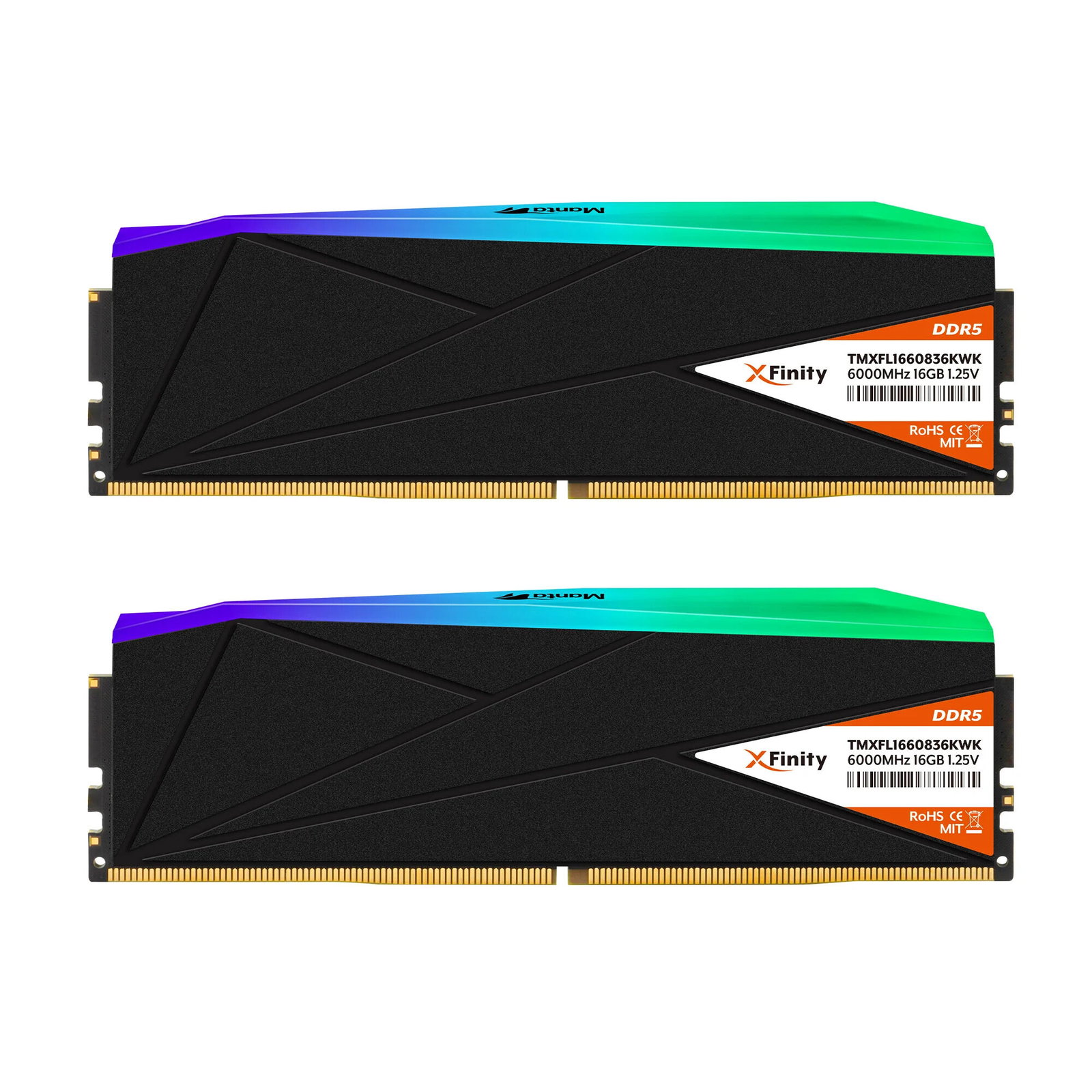 V-Color Manta XFinity RGB DDR5-6000 RAM, CL30, XMP/EXPO - 32 GB Dual-Kit, black