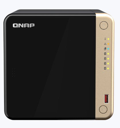 4-Bay QNAP desktop NAS, Intel Celeron N5105 Quad-core, 8 GB onboard (non expandable), 4 x 3.5/2.5 SATA 6Gb/s drive bays, 2 x M.2 2280 PCIe Gen 3 slots, 2 x 2.5GbE, 1 x HDMI 2.0, 1 x PCIe Gen3 x2 slot, 2 x USB 3.2 Gen 2 Type-A + 2 x USB 2.0
