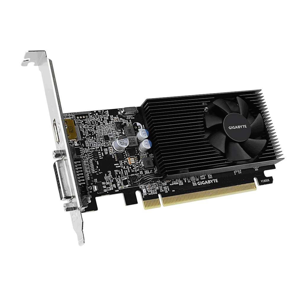 Gigabyte GV-N1030D4-2GL 1.0 NVIDIA 2 GB GeForce GT 1030 DDR4 DVI-D ports quantity 1 HDMI ports quantity 1 PCI Express 3.0 Memory clock speed 2100 MHz Processor frequency 1417 MHz