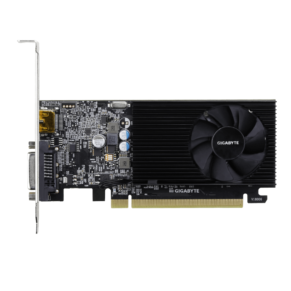 Gigabyte GV-N1030D4-2GL 1.0 NVIDIA 2 GB GeForce GT 1030 DDR4 DVI-D ports quantity 1 HDMI ports quantity 1 PCI Express 3.0 Memory clock speed 2100 MHz Processor frequency 1417 MHz