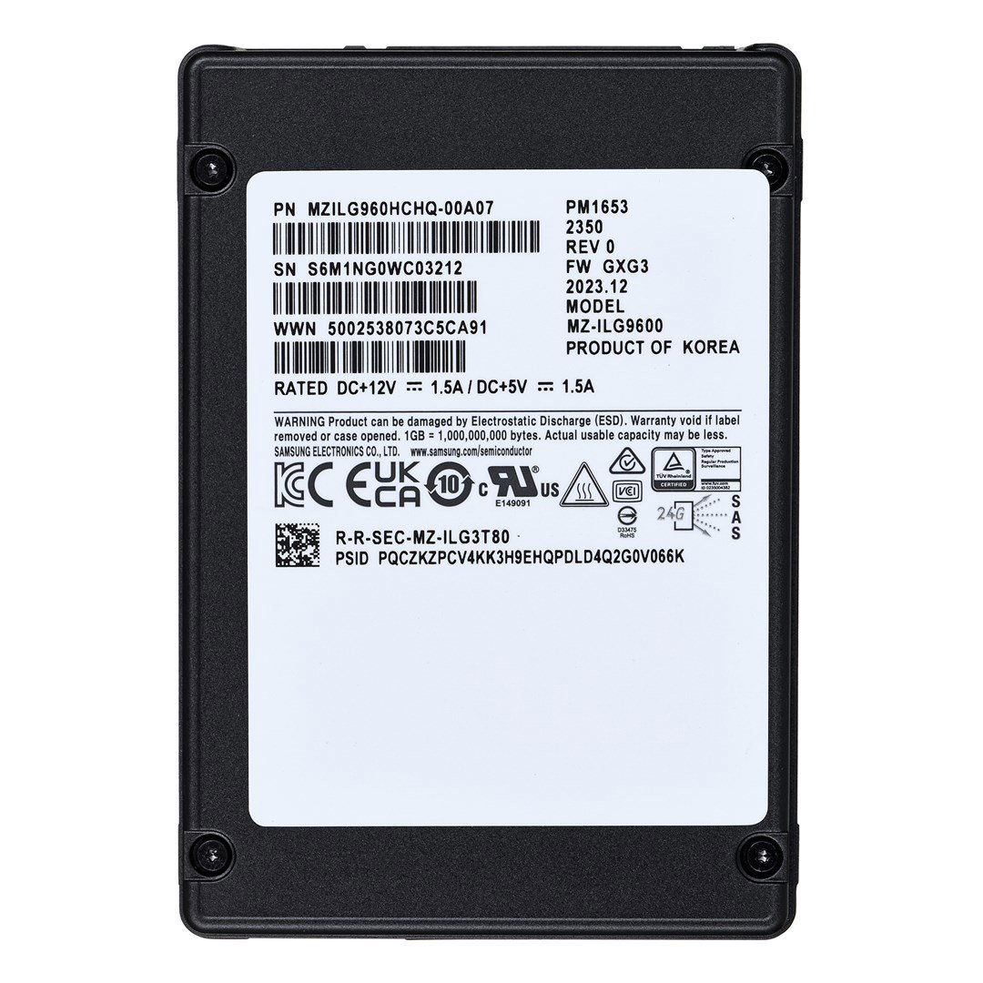 SSD Samsung PM1653 960GB 2.5 SAS 24Gb/s MZILG960HCHQ-00A07 (DWPD 1)