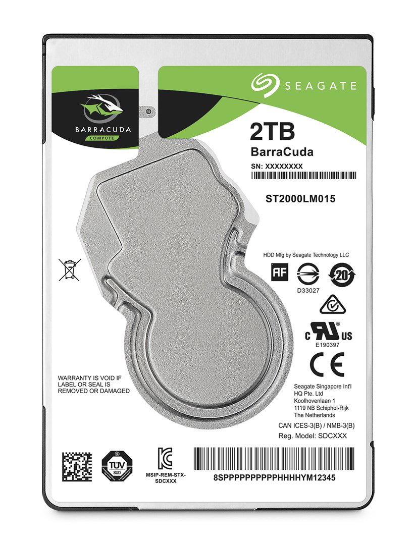 Seagate BarraCuda internal hard drive 2 TB 5400 RPM 128 MB 2.5 Serial ATA III (ST2000LM015)
