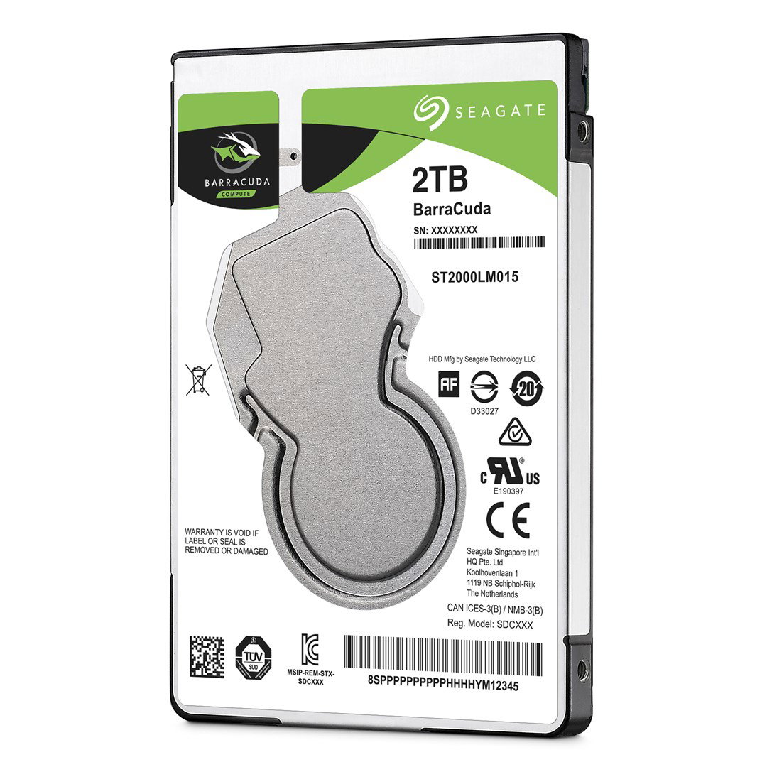Seagate BarraCuda internal hard drive 2 TB 5400 RPM 128 MB 2.5 Serial ATA III (ST2000LM015)