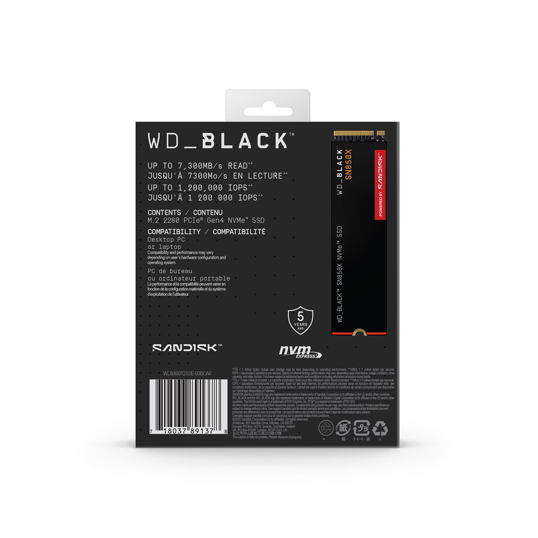 Western Digital Black SN850X 4 TB M.2 PCI Express 4.0 NVMe