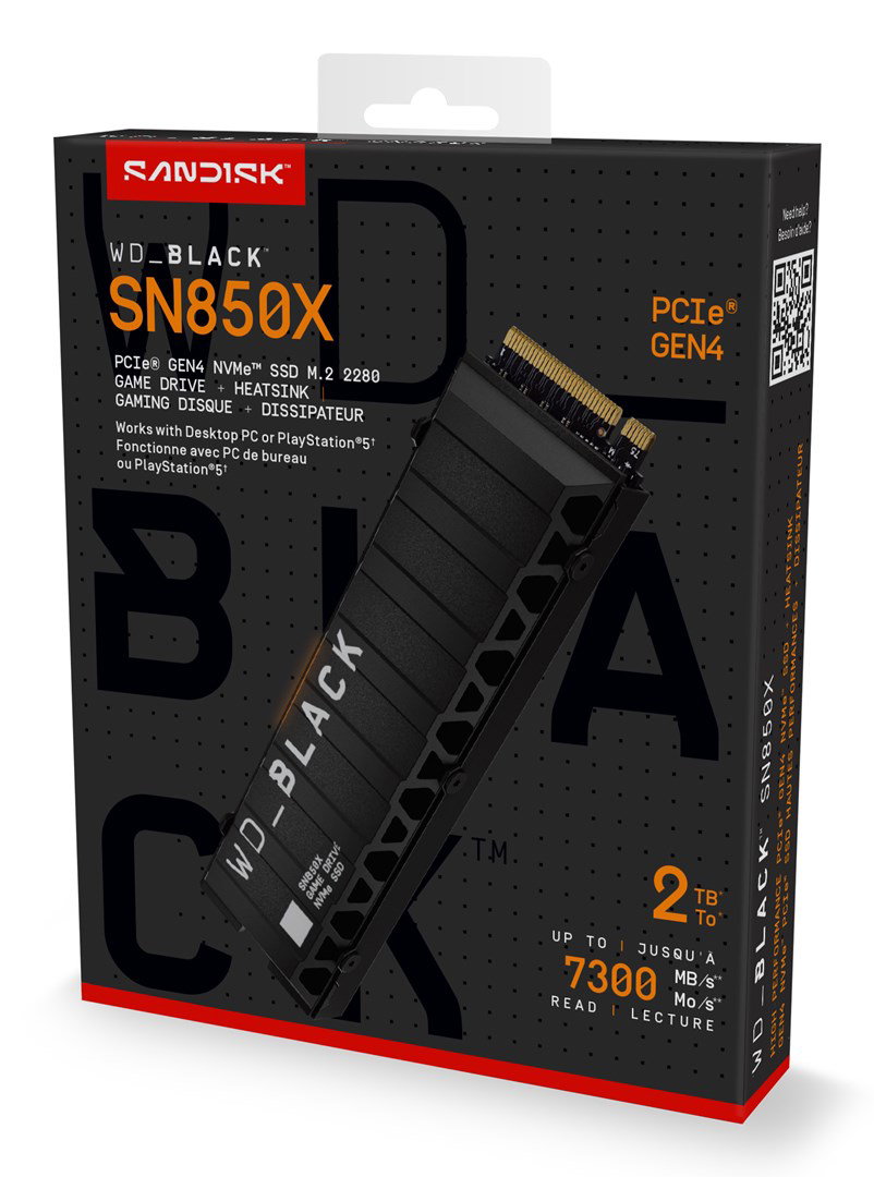 Western Digital Black WD_BLACK SN850X NVMe SSD POWERED BY SANDISK 2 TB, [With Heatsink]