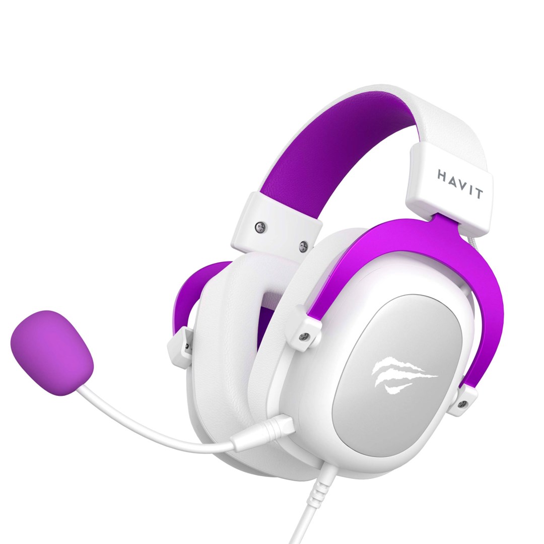 Havit H2002d - gaming headphones, white and purple