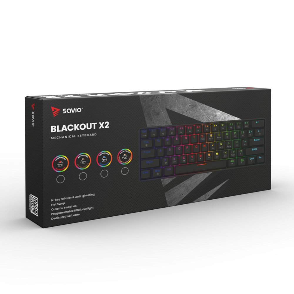 SAVIO BLACKOUT X2 Mechanical Keyboard OUTEMU Red, Hot Swap