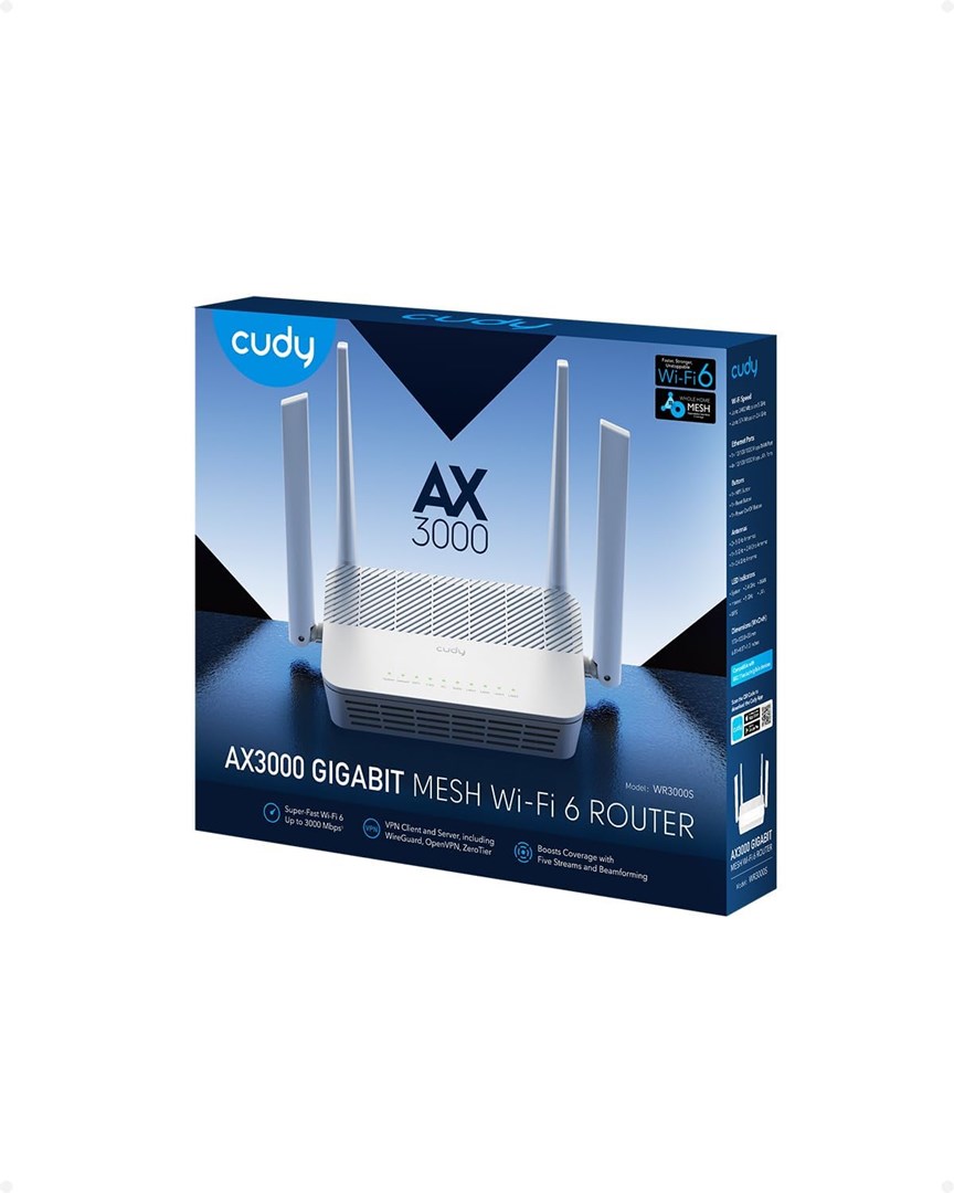 Cudy AX3000 wireless router Gigabit Ethernet Dual-band (2.4 GHz / 5 GHz) White