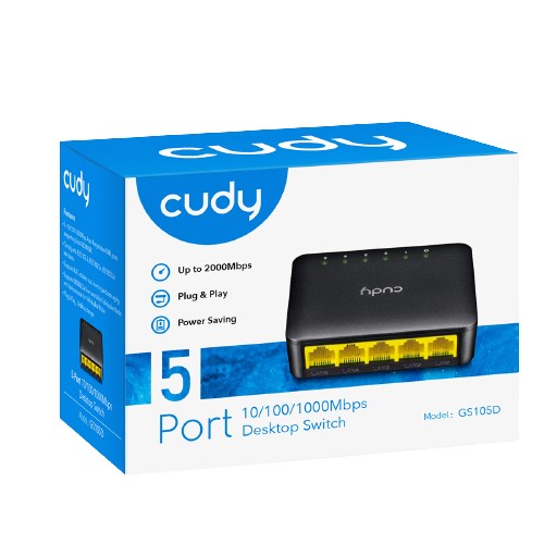 Cudy GS105D network switch Unmanaged Gigabit Ethernet (10/100/1000) Black