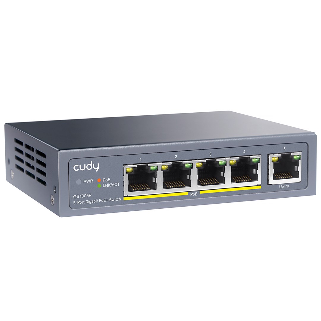 Cudy GS1005P network switch Unmanaged Gigabit Ethernet (10/100/1000) Power over Ethernet (PoE) Grey