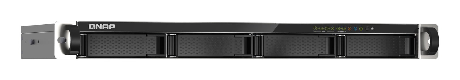 Qnap TS-435XeU-4G, 1U, 4 x 2.5/3.5 SATA , Marvell Octeon TX2 CN9130 CN9131 quad-core, 4GB DDR4 SODIMM (Max. 32GB), 2 x 10GbE SFP+, 2 x 2.5GbE, Single PSU