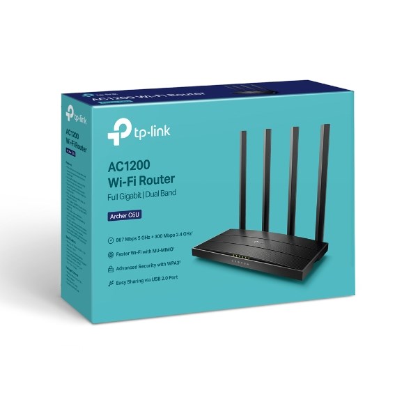 TP-Link Archer C6U wireless router Gigabit Ethernet Dual-band (2.4 GHz 5 GHz) Black