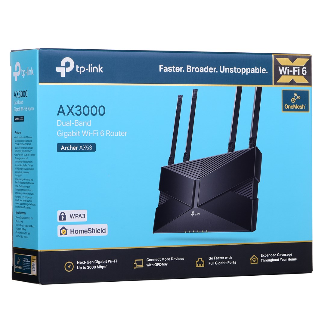 TP-LINK Archer AX53 wireless router Gigabit Ethernet Dual-band (2.4 GHz 5 GHz) 4G Black