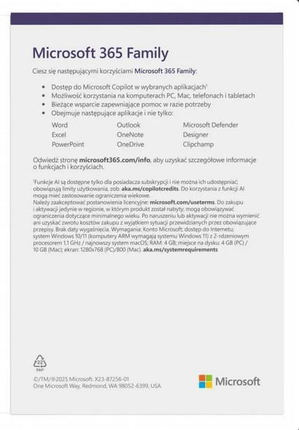 Microsoft 365 Family (6 users; 12 months) (EP2-32382)