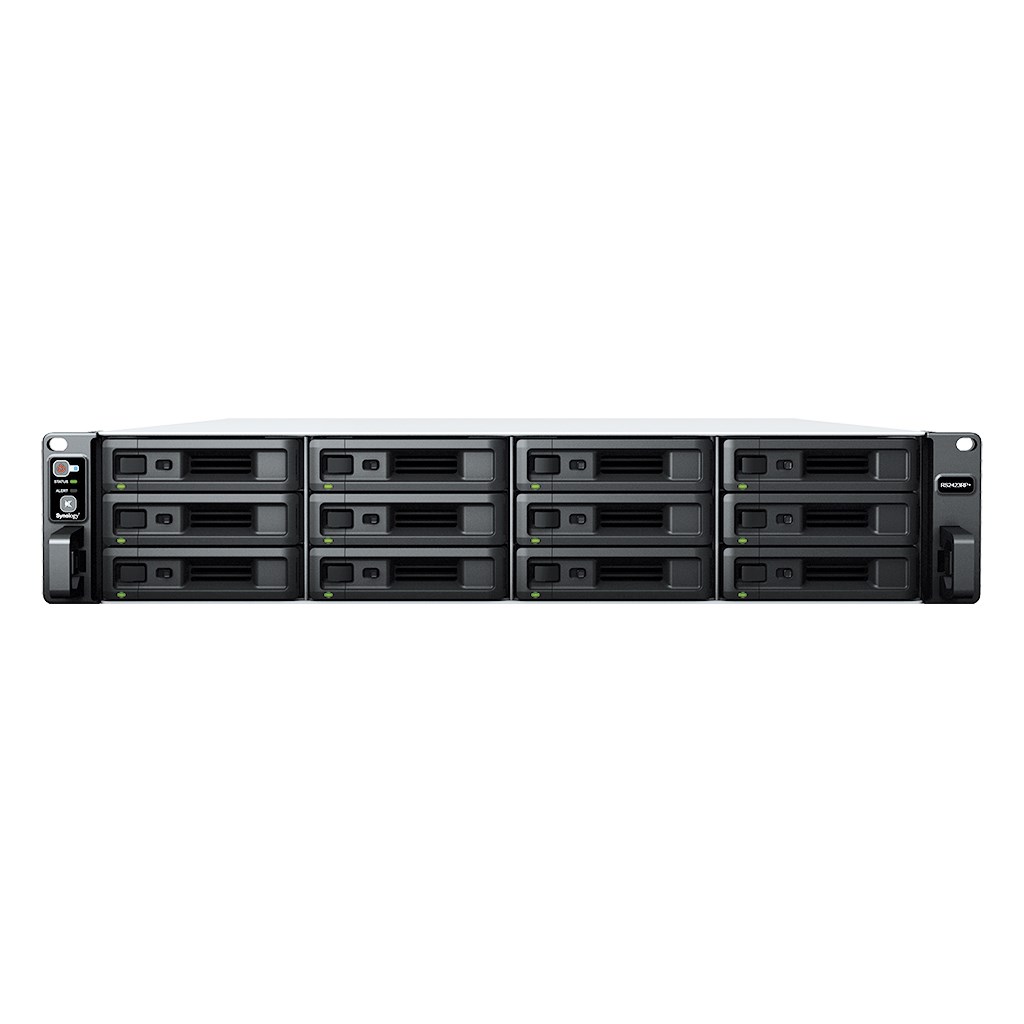 Synology RackStation RS2423RP+ NAS/storage server Rack (2U) Ryzen Embedded V1780B 8 GB DDR4 0 TB DiskStation Manager Black, Grey