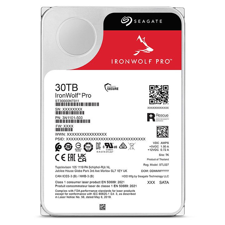 Seagate IronWolf Pro ST30000NT011 internal hard drive 30 TB 7200 RPM 512 MB 3.5 Serial ATA III