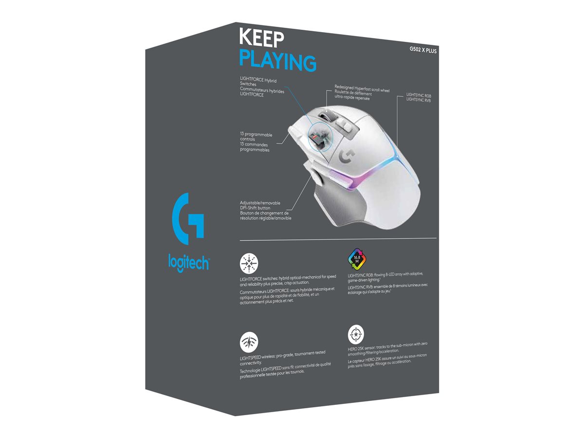 LOGITECH G502 X PLUS - WHITE/PREMIUM - EER2