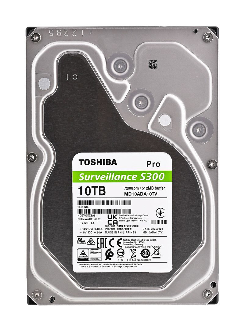 Toshiba S300 Pro Surveillance internal hard drive 10 TB 7200 RPM 512 MB 3.5 Serial ATA III