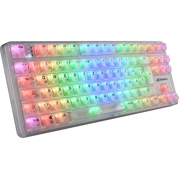 Sharkoon Crystal Shark, Gaming-keyboard - white, DE-Layout, KTT