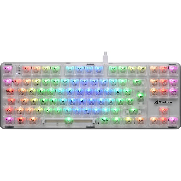 Sharkoon Crystal Shark, Gaming-keyboard - white, DE-Layout, KTT