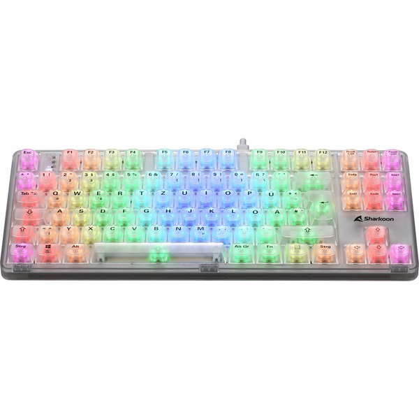 Sharkoon Crystal Shark, Gaming-keyboard - white, DE-Layout, KTT
