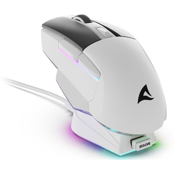 Sharkoon SKILLER SGM50W, Gaming-mouse - white, incl. Ladestation