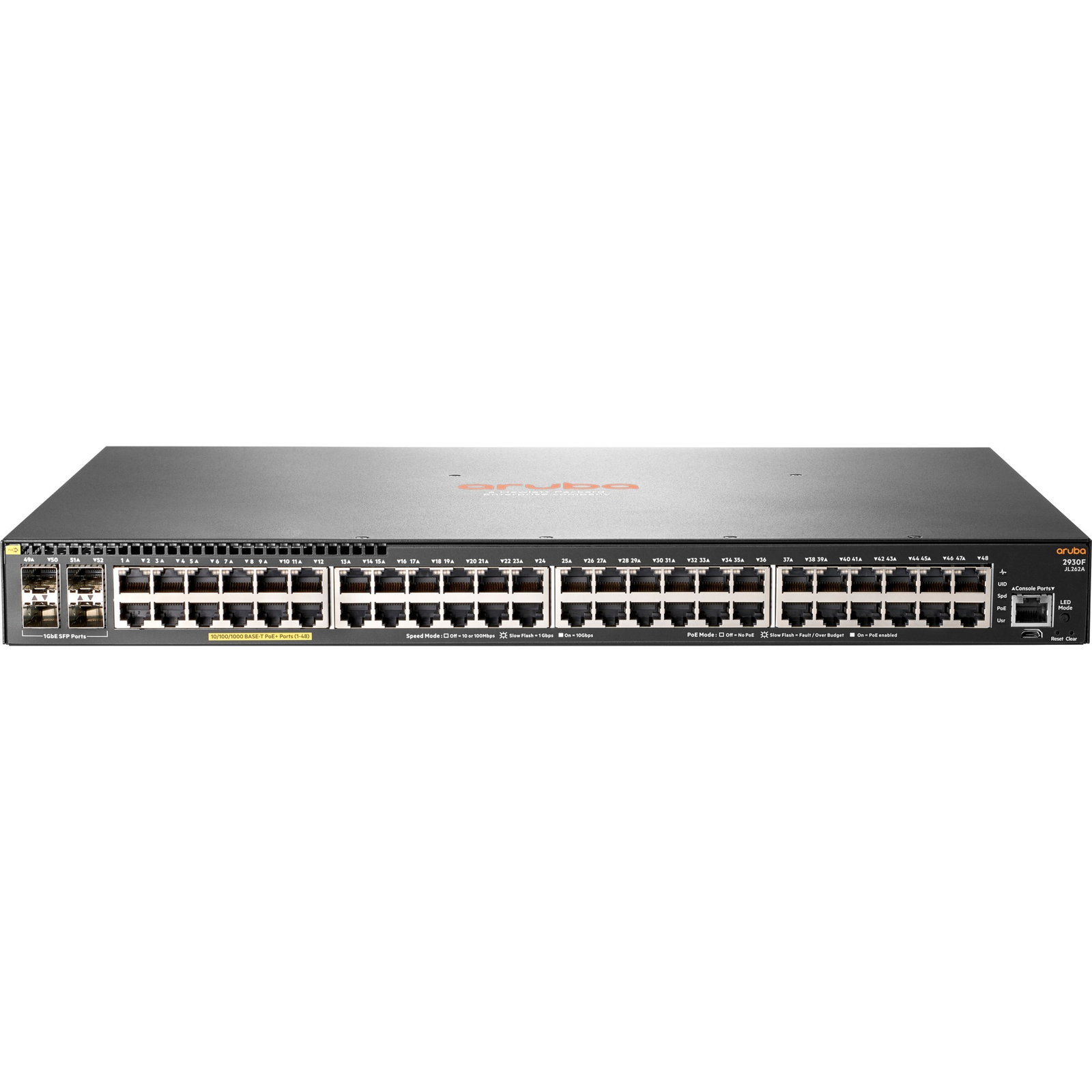 Hewlett Packard Enterprise Aruba 2930F 48GPoE+ 4SFP 740W, Switch - 740W PoE+ Budget