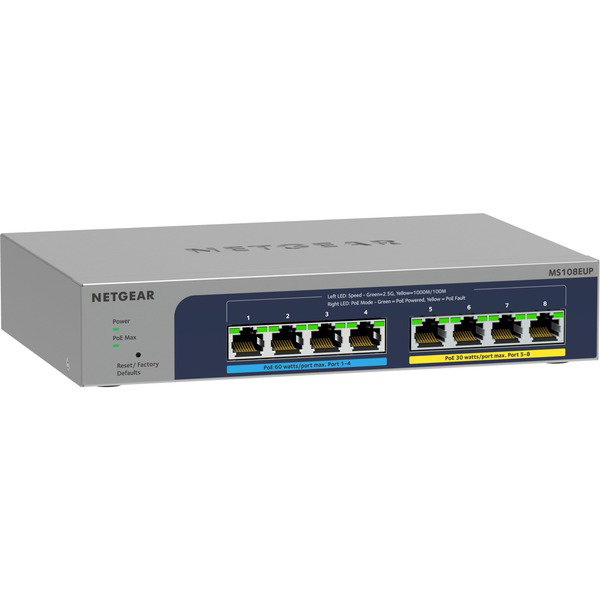 Netgear MS108UP 8-Port Ultra 60 PoE, Switch - gray