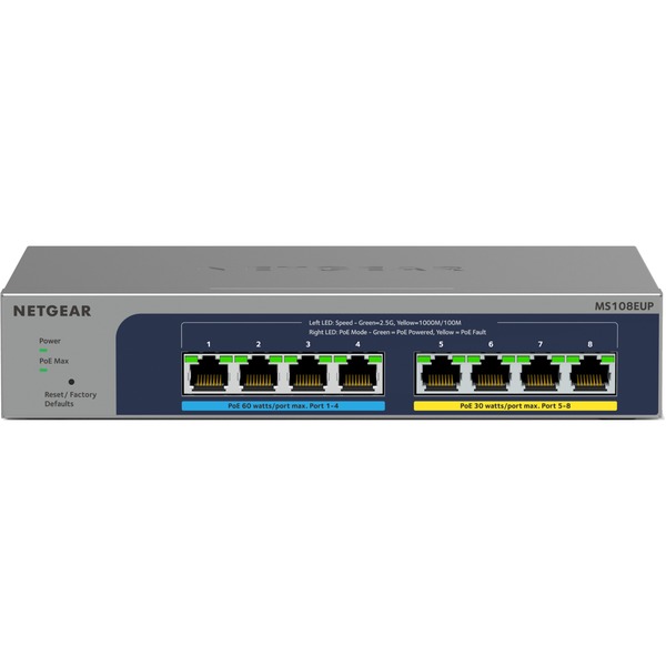 Netgear MS108UP 8-Port Ultra 60 PoE, Switch - gray