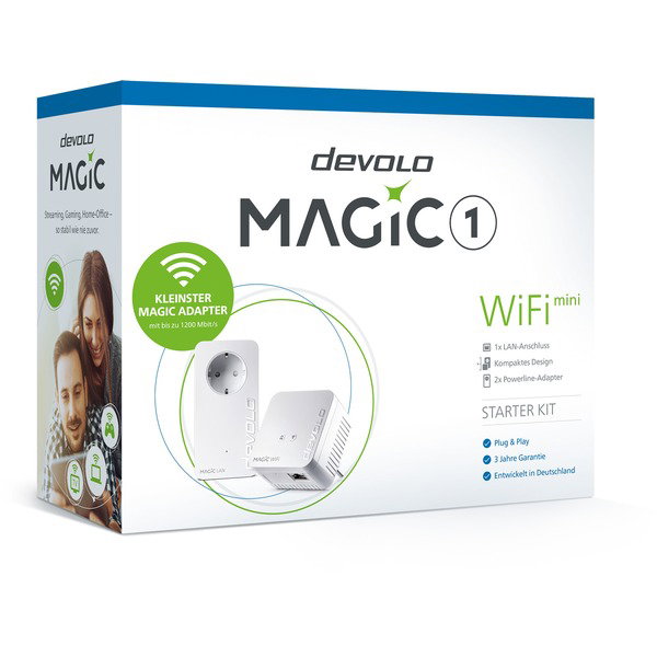 devolo Magic 1 WiFi 2-1-2 Starter Kit mini, Powerline + WLAN - 2 Adapter